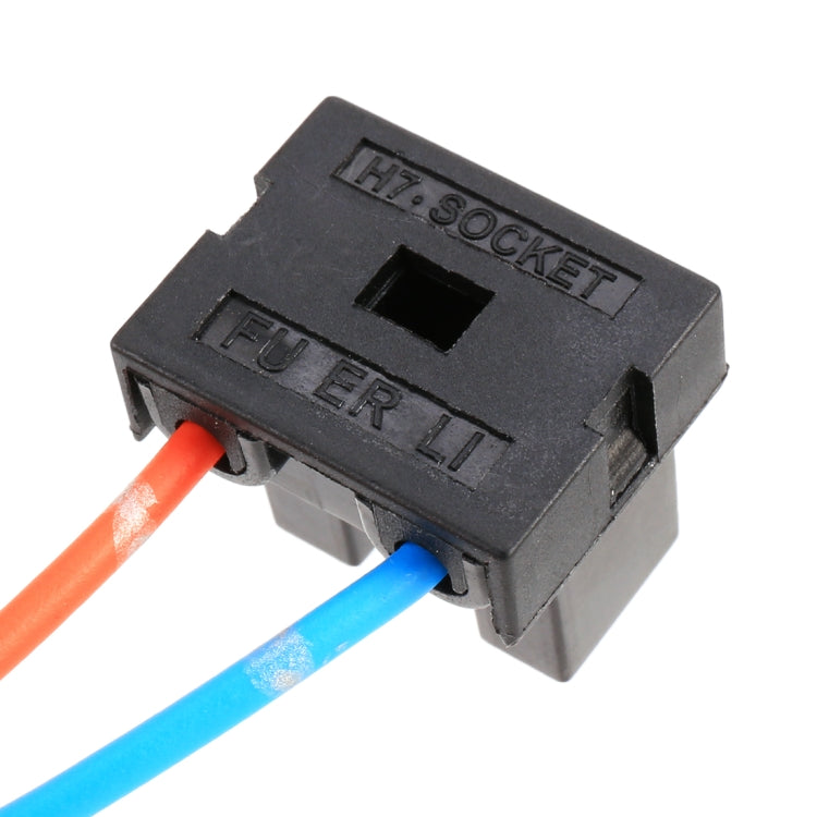 H7 socket housing with female terminal and orange/blue wire leads