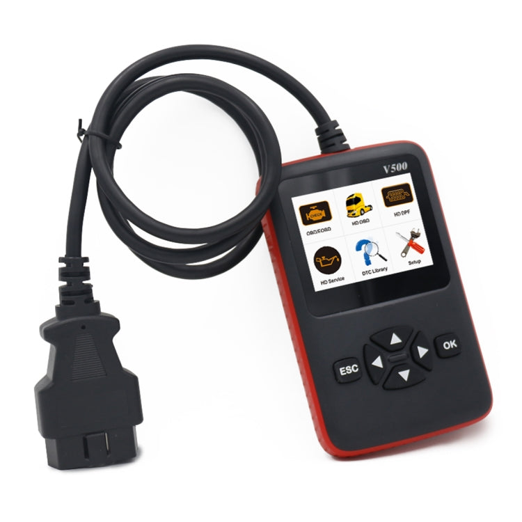 OBDII diagnostic code scanner with long cable and vehicle OBD connector