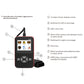 Front panel of handheld OBDII scanner showing button layout and OBD connection port