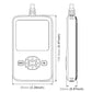 Outline size diagram of a handheld diagnostic scanner with screen and control buttons