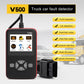 Handheld OBDII diagnostic scanner with connected OBD cable and on-screen menu icons