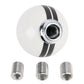 White resin gear shift knob with chrome threaded socket and three threaded inserts