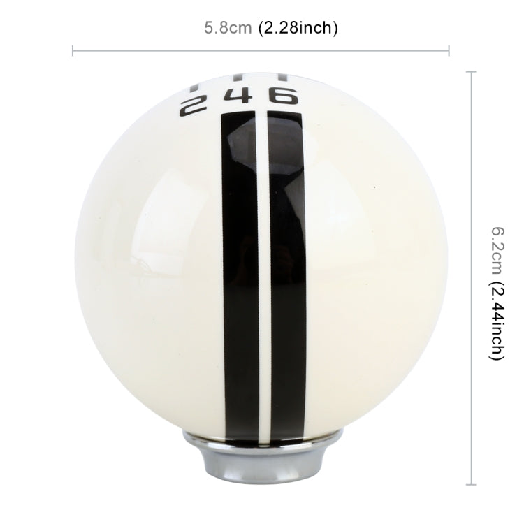 White ball gear shift knob with black 246 marking and size indicator