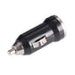 Black and silver car charger adapter with USB port for Bluetooth speakerphone.