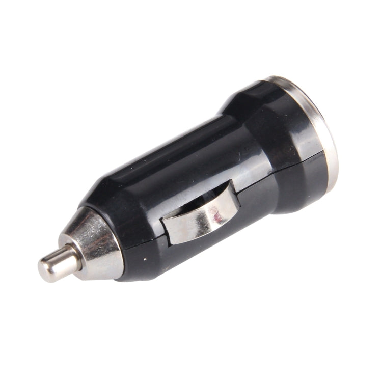 Black and silver car charger adapter with USB port for Bluetooth speakerphone.