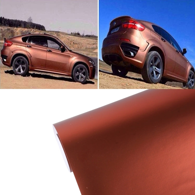Metallic matte car decal wrap sheet in brown, showing rolled edge and backing