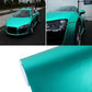 Teal metallic matte car wrap vinyl sheet, rolled edge on white background.