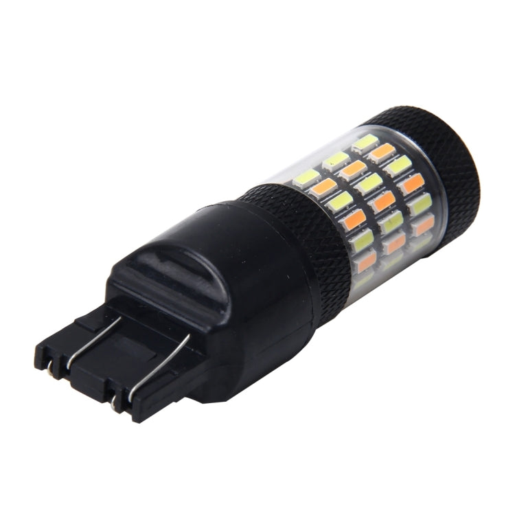 Black 7443 LED light bulb side view, white LED strip and plastic base pins