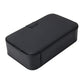 Black car tissue box holder case with top cover flap and stitched edges