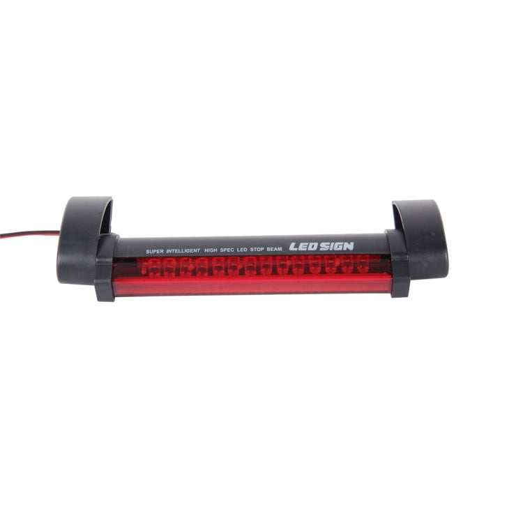 Red LED third brake light bar with black end caps, unlit, for car use