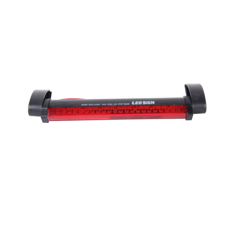 Red LED third brake light bar with black ends, lit through the red lens
