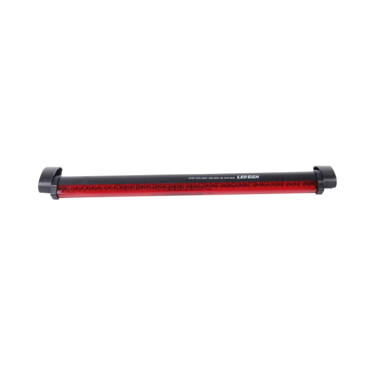 Red LED third brake light bar, black ends, long slim strip