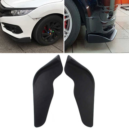 Set of 2 black ABS front bumper spoiler lips, shown on a car front lower edge