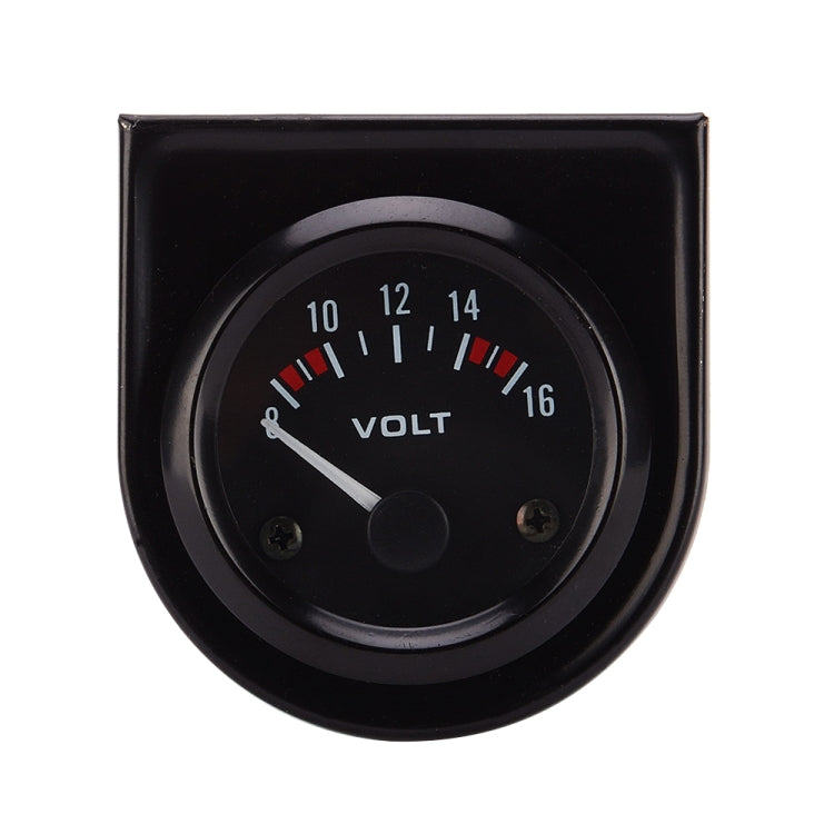 Black 52mm car voltmeter gauge with VOLT label and 8–16 scale markings
