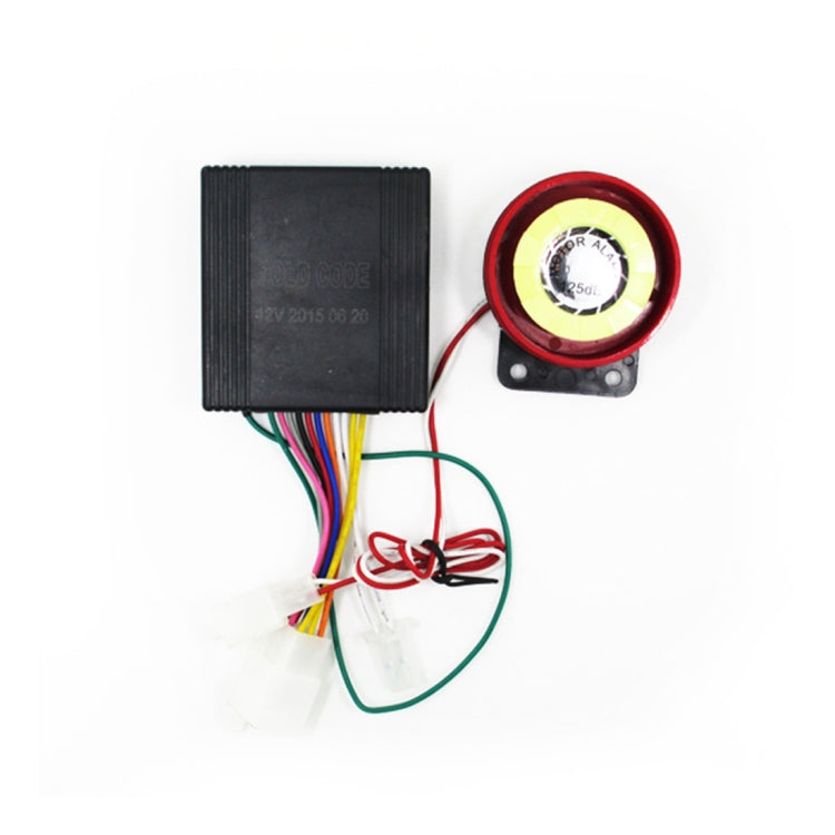 Motorcycle alarm control box and red siren speaker with attached wiring harness
