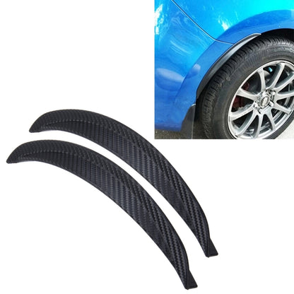 Set of 2 black curved rubber fender guard strips with carbon-fiber texture