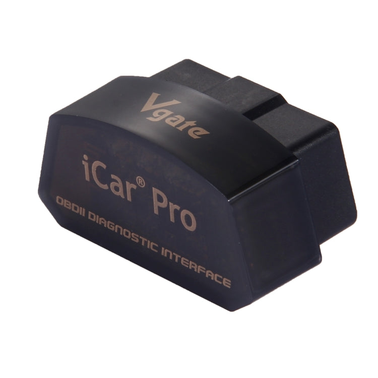 Black iCar Pro OBDII scanner with printed branding on the side and connector
