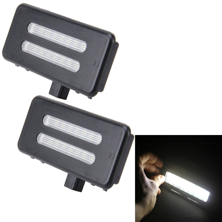 Pair of black car LED vanity mirror lights with two white light bars