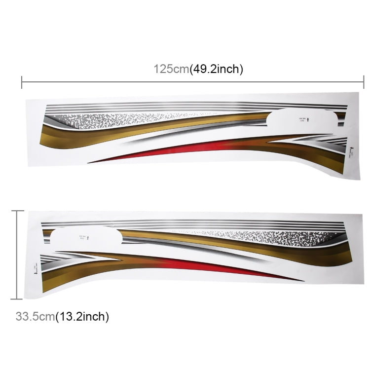 SUV body decorative strip sticker set with gold, red, black lines and speckled texture