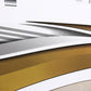 Metallic speckled gold and black decorative strip sticker with red accent line close-up