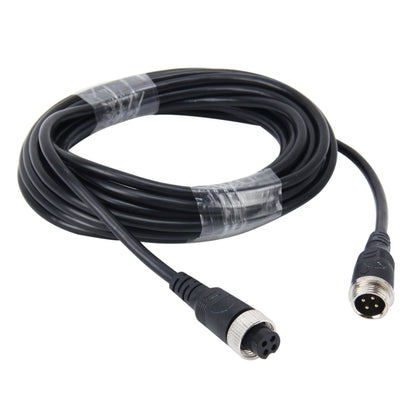 Black 5m M12 4-pin aviation extension cable with two connector ends