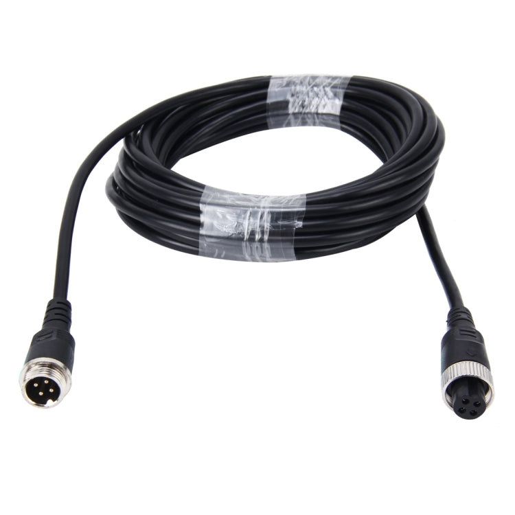 Black 5m M12 4-pin aviation video/audio extension cable, two male connectors