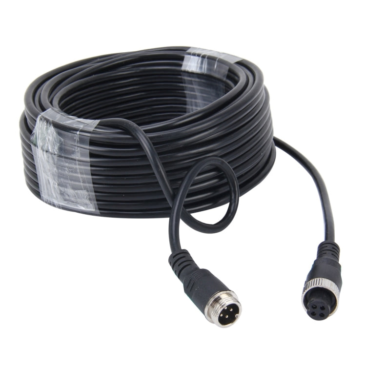 Black M12 4-pin video/audio extension cable, 15 m, coiled with male connectors