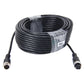 Coiled black M12 4-pin extension cable with two aviation connectors, 15 m