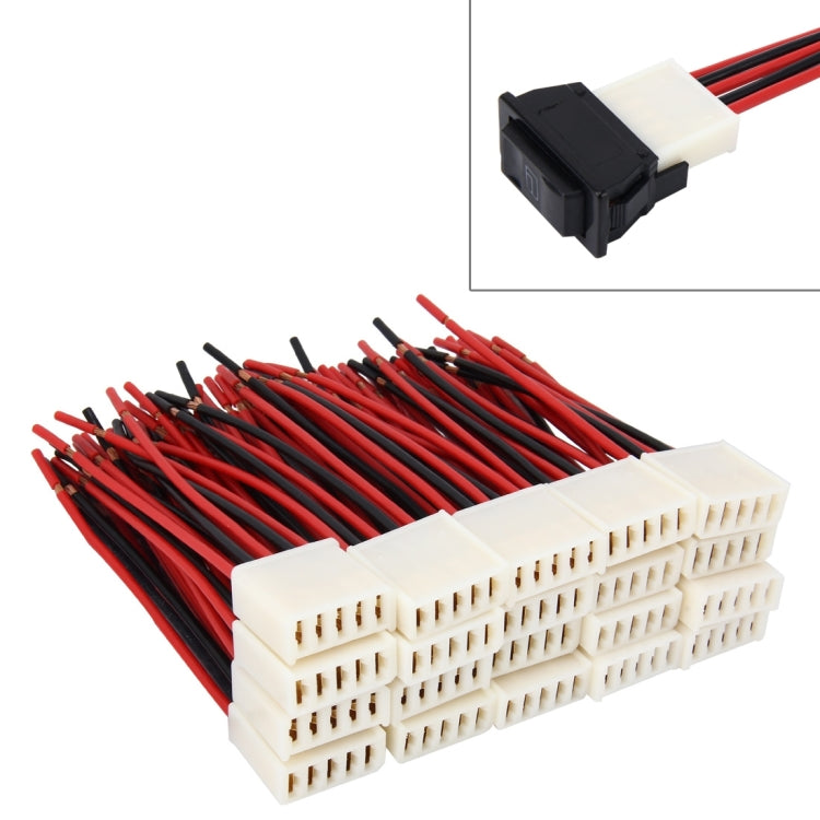 5-pin button socket set with white housings and red/black wires, 20 pcs