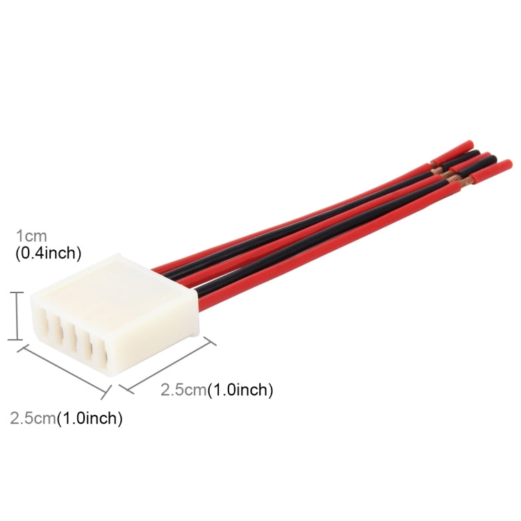Compact 5-pin button socket with white plug and red/black wires for DIY wiring