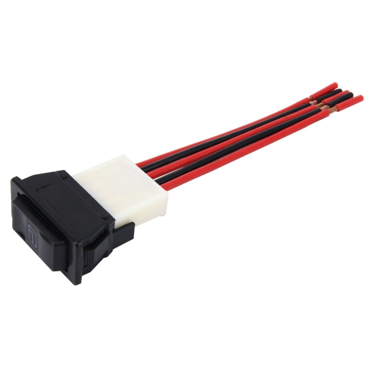 5-pin button socket with white plug and black latch housing, red/black wires attached