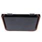Brown and black car storage organizer box with open top interior and mounting tabs