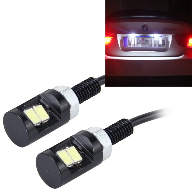 2-pack LED car license plate lights with black housings, SMD bulbs, and wiring