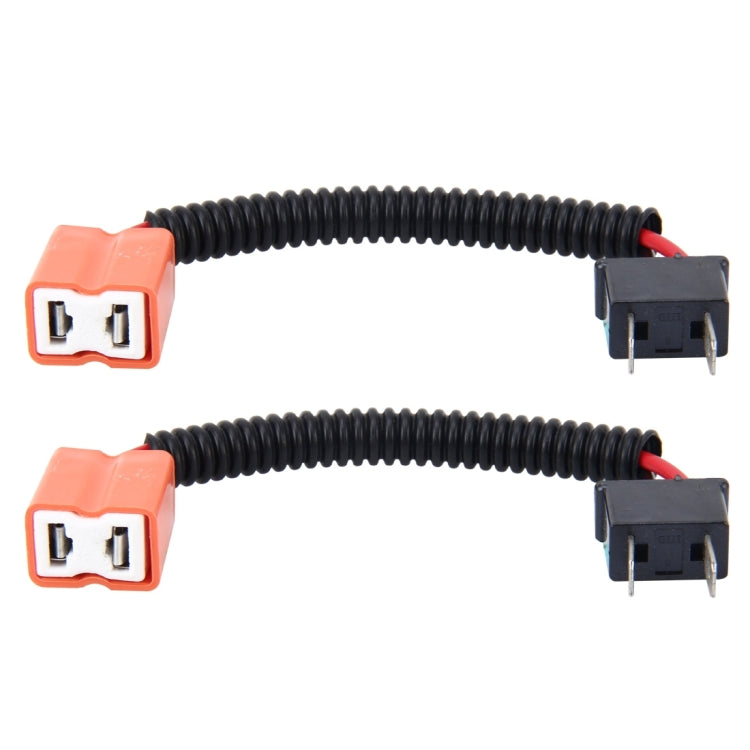 H7 HID headlight conversion cable set, two black sockets with orange plugs and red wires