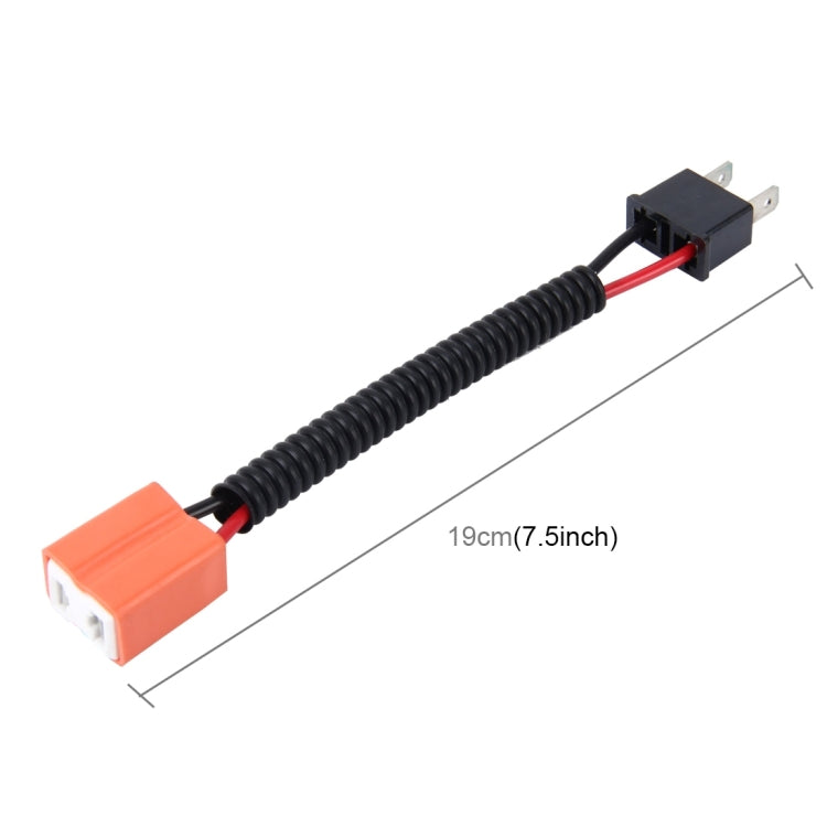 H7 HID headlight conversion cable, 19 cm wire harness with orange plug and black socket
