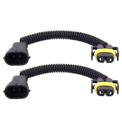 H11 HID headlight conversion cable set with black ribbed wiring and two connectors