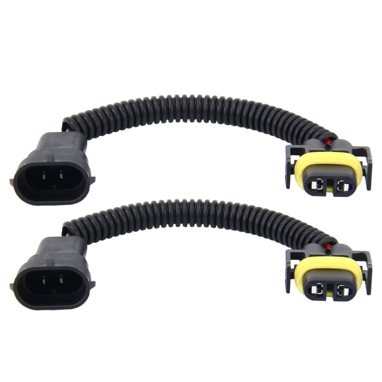 H11 HID headlight conversion cables with black corrugated wire and dual plug ends