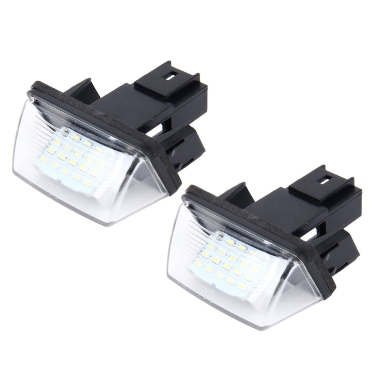 LED license plate light pair, black brackets with clear rectangular lens and bright white LEDs
