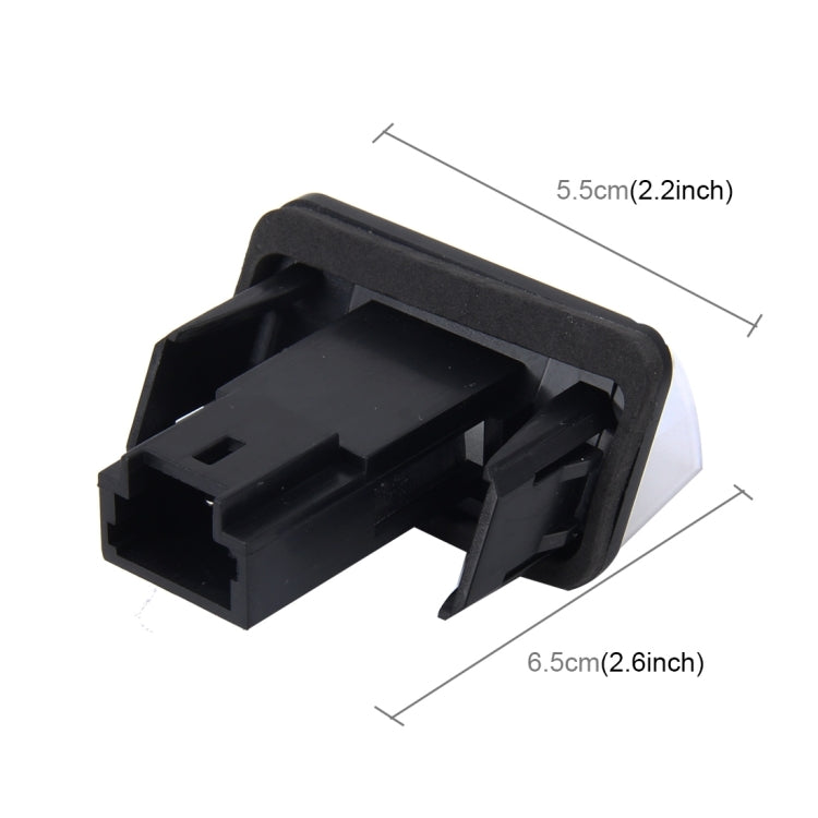 License plate light mounting bracket base, black plastic, 5.5 cm by 6.5 cm size