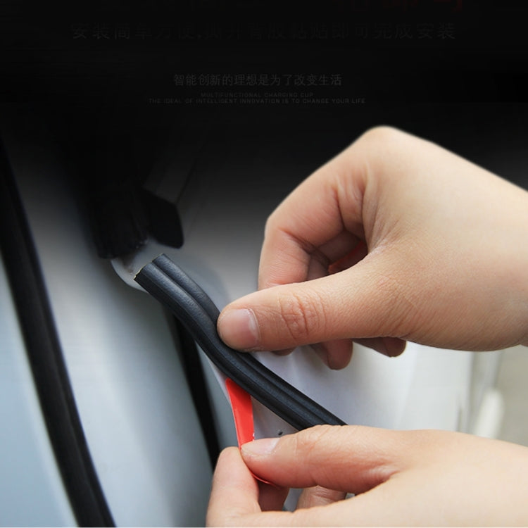 Black B-shape rubber door seal strip, hand installs along car door edge with red backing