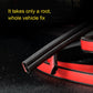 Black rubber seal strip with red insert shown in car door seam