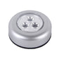 Car universal interior touch LED lamp, silver top with three circular LED lenses