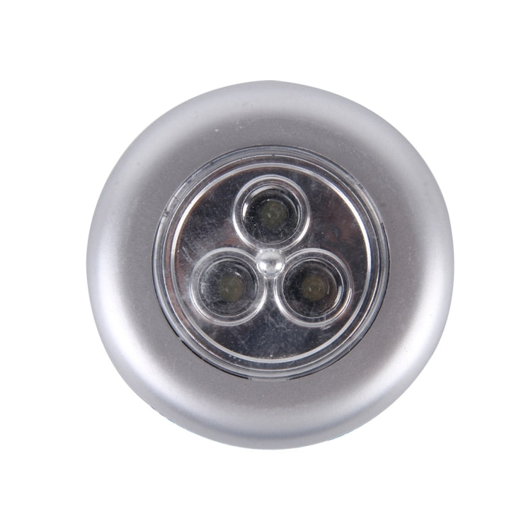 Car universal interior touch LED lamp, silver dome showing three LED emitters