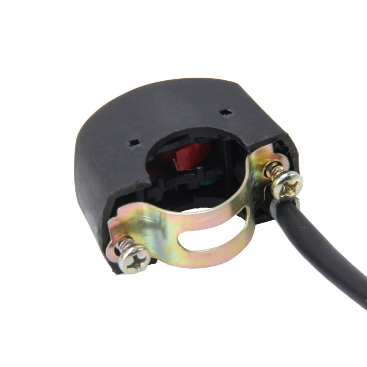 Black flameout switch clamp with mounting screws and multicolor wire connector