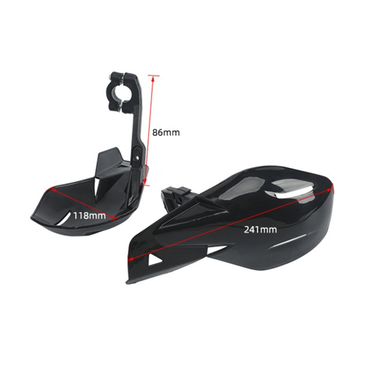 Black ABS motorcycle handguards with dimensions shown: 241mm length and 86mm height