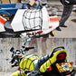 Nylon helmet fix net with hooks, black mesh on a motorcycle seat