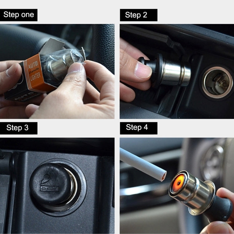 Car cigarette lighter installed with black cap and orange glow tip