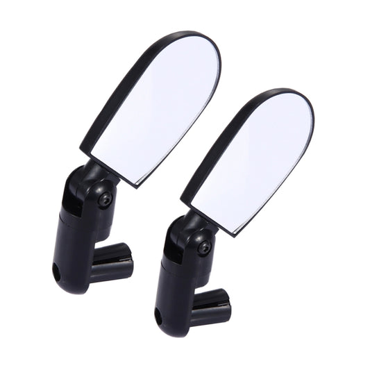 Set of 2 mini bicycle rear-view mirrors with oval white glass and black mounts