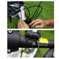 Hands routing and securing the wired sensor cable on a bicycle handlebar