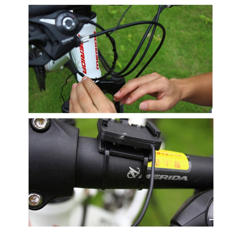 Hands routing and securing the wired sensor cable on a bicycle handlebar